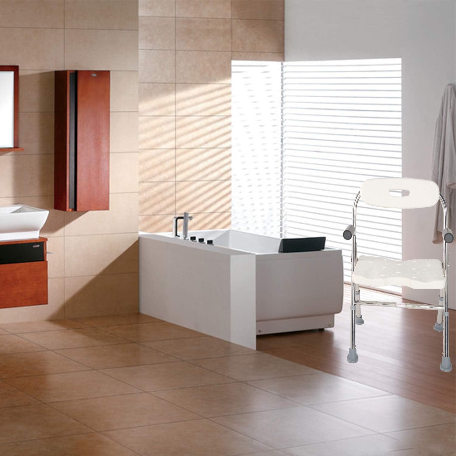 Elderly Assis Medical Shower Bath Seat Adjustable Shower Chair Portable Bath Seat Shower Chair Seat Bench for Seniors Disabled Injured with Handle